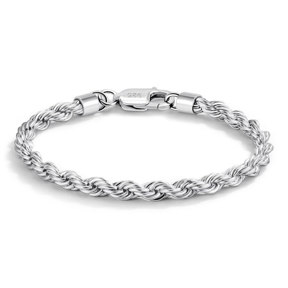 Jewelry - Sterling Silver 5mm Twist Rope Chain Bracelet Unisex Jewelry Gift